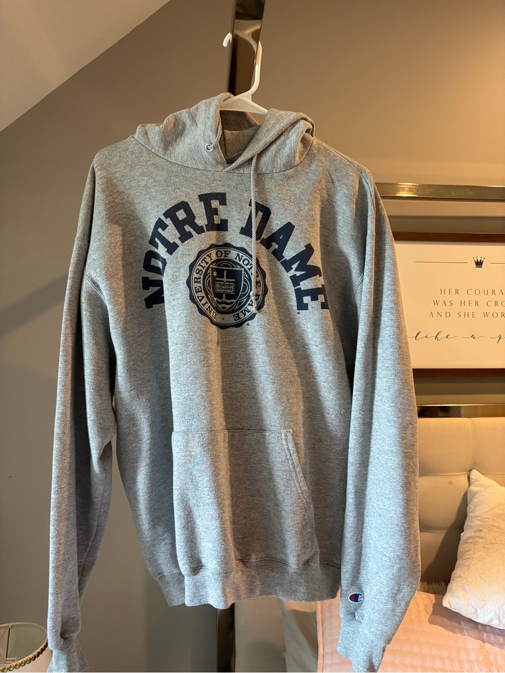 Champion Gray Notre Dame Arch Logo Pullover Hoodie